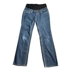 Lilac Womens Maternity Jeans L Large Bootcut Stretch Mama Fancy Stitch